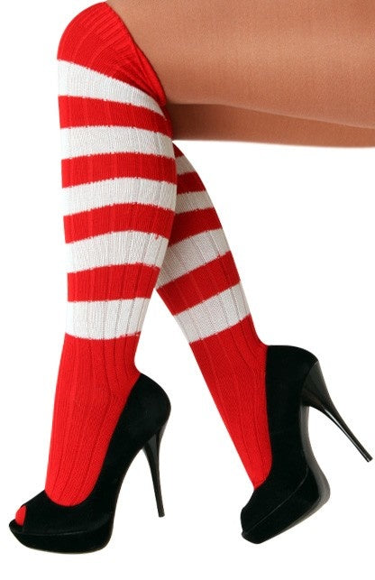 PartyXplosion Rood witte kniekous voetbalsokken