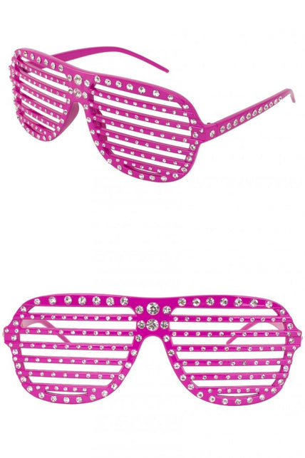 PartyXplosion Roze bril  met strass stenen