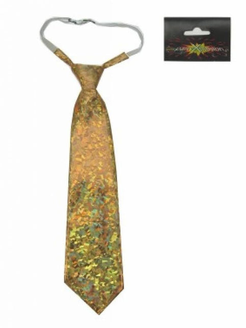 PartyXplosion Stropdas goud hologram