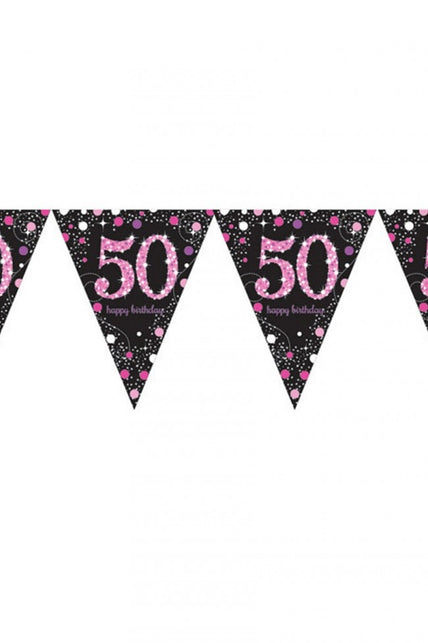 PartyXplosion Vlaggenlijn 50 jaar Sprankelend roze
