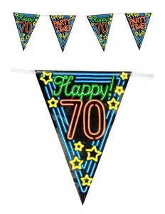 PartyXplosion Vlaggenlijn 70 jaar Neon 10 meter