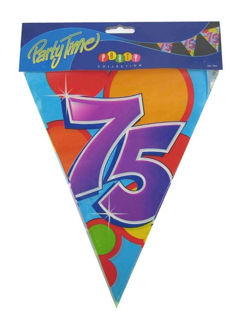 PartyXplosion Vlaggenlijn leeftijd 75 jaar 10 meter