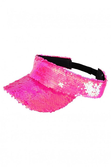 PartyXplosion Zonneklep roze met pailletten disco