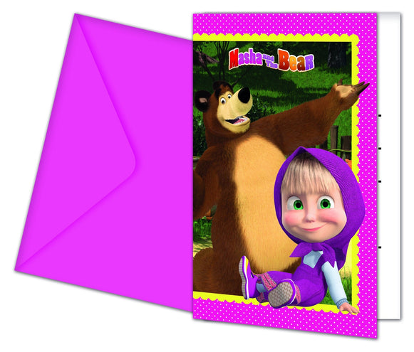 Procos Uitnodigingen Mascha en de beer kinderfeest 6 stuks