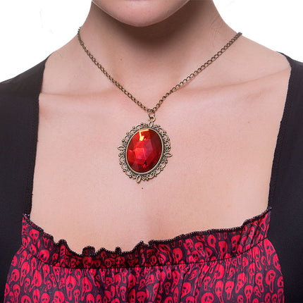 Wicked Costumes Gotische ketting met nep Robijn