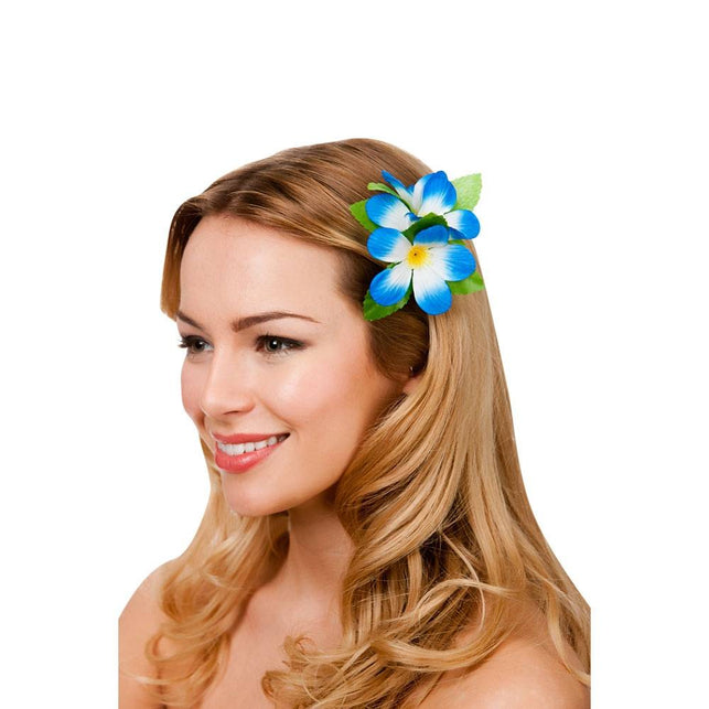 Wicked Costumes Haarclip hawaii bloem blauw