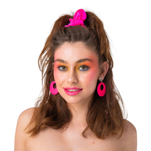 Wicked Costumes Jaren 80 oorbellen Elsa neon roze