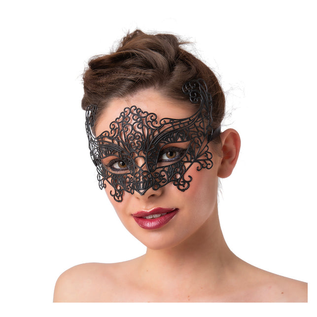 Wicked Costumes Mooi zwart metaallook masker Annet