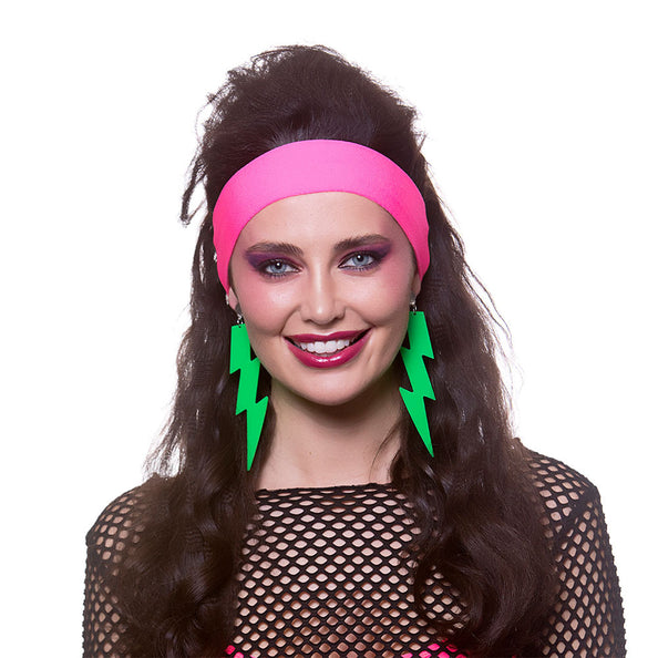 Wicked Costumes Neon groene oorbellen 80-jaren