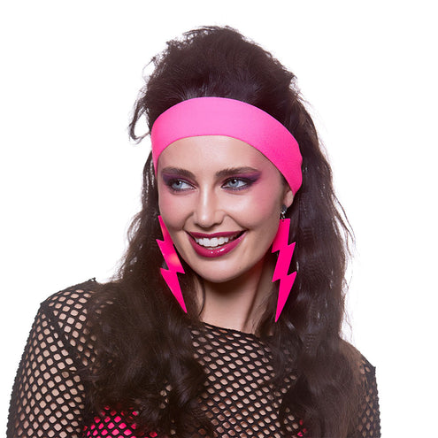 Wicked Costumes Neon roze oorbellen 80-jaren