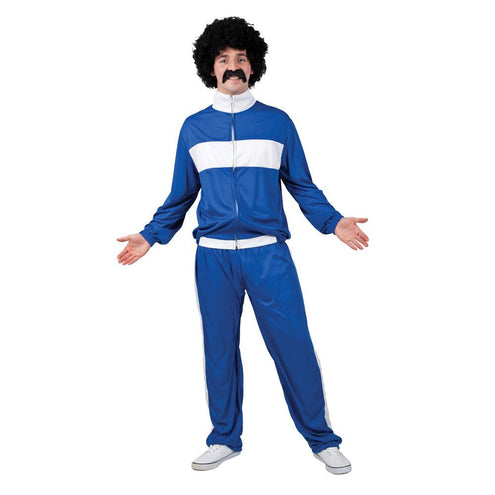 Wicked Costumes Retro trainingspak 80's wit/blauw