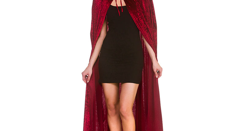Wicked Costumes Rode fluwelen cape Merel met muts