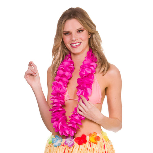Wicked Costumes Roze/Fuchsia Hawaii bloemenslinger satijn look