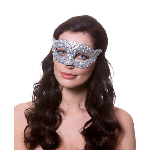 Wicked Costumes Zilveren oogmasker bezet met nep diamanten