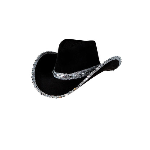 Wicked Costumes Zwarte cowboyhoed met pailletten