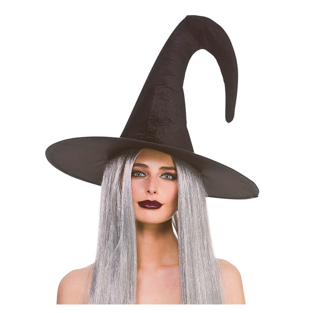Wicked Costumes Zwarte heksenhoed met krul