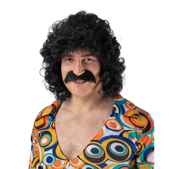Wicked Costumes Zwarte pruik en snor Bart