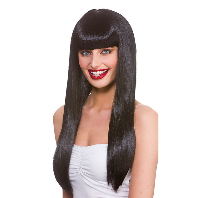 Wicked Costumes Zwarte pruik Fantasy lang haar met pony